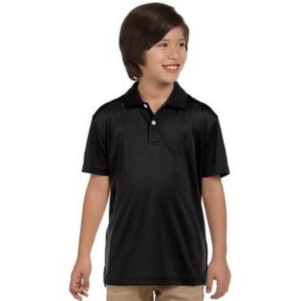 NWT HARRITON YOUTH BOY'S POLYESTER MOISRURE WICKING‎ POLO SHIRT BLACK SMALL